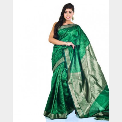 Beautiful color combination of Silk Katan Share from Tangail with blouse piece